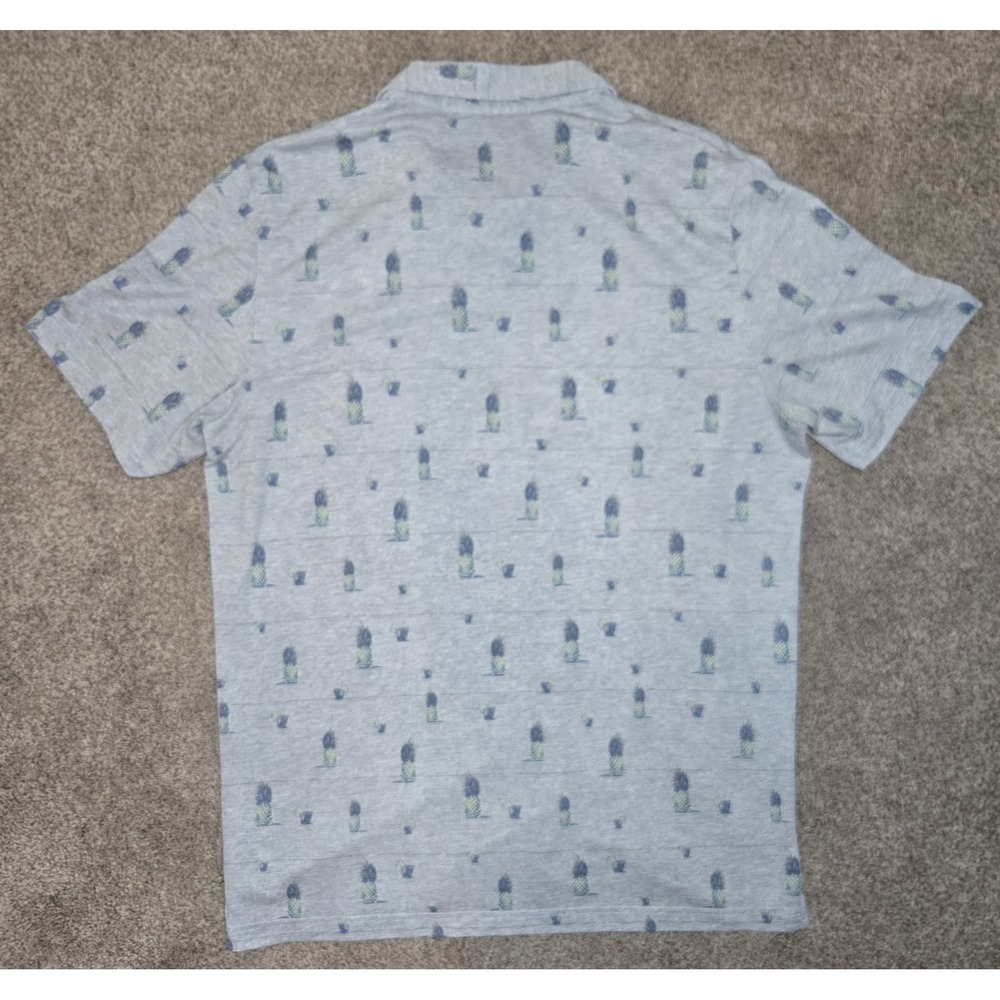 Travis Mathew XL Men's Polo Shirt Gray Pineapple Drink Print Short Sleeve - Picture 6 of 6